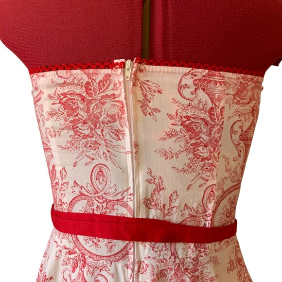 LE CHATEAU - Tube dress pleated skirt with tule lined white / red - medium - Picture 8 of 16